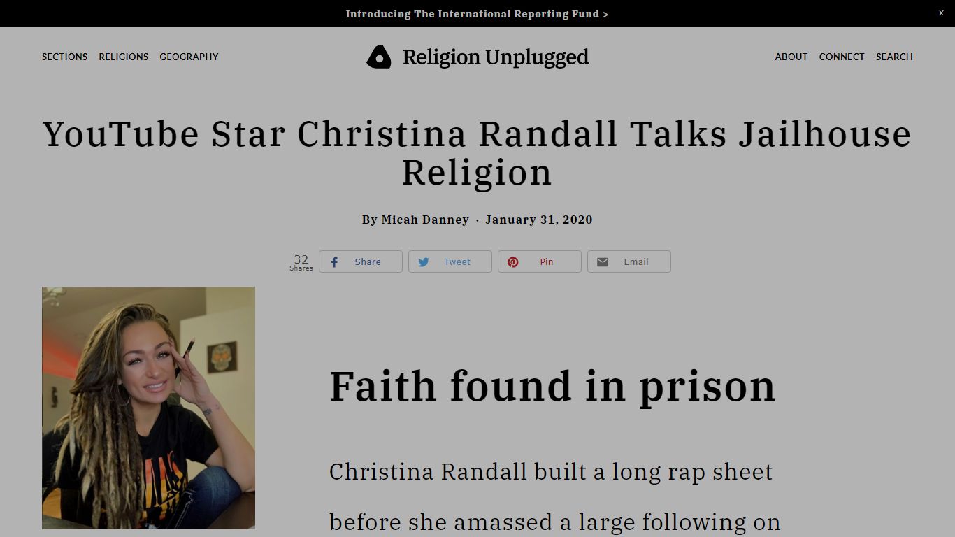 YouTube star Christina Randall talks jailhouse religion