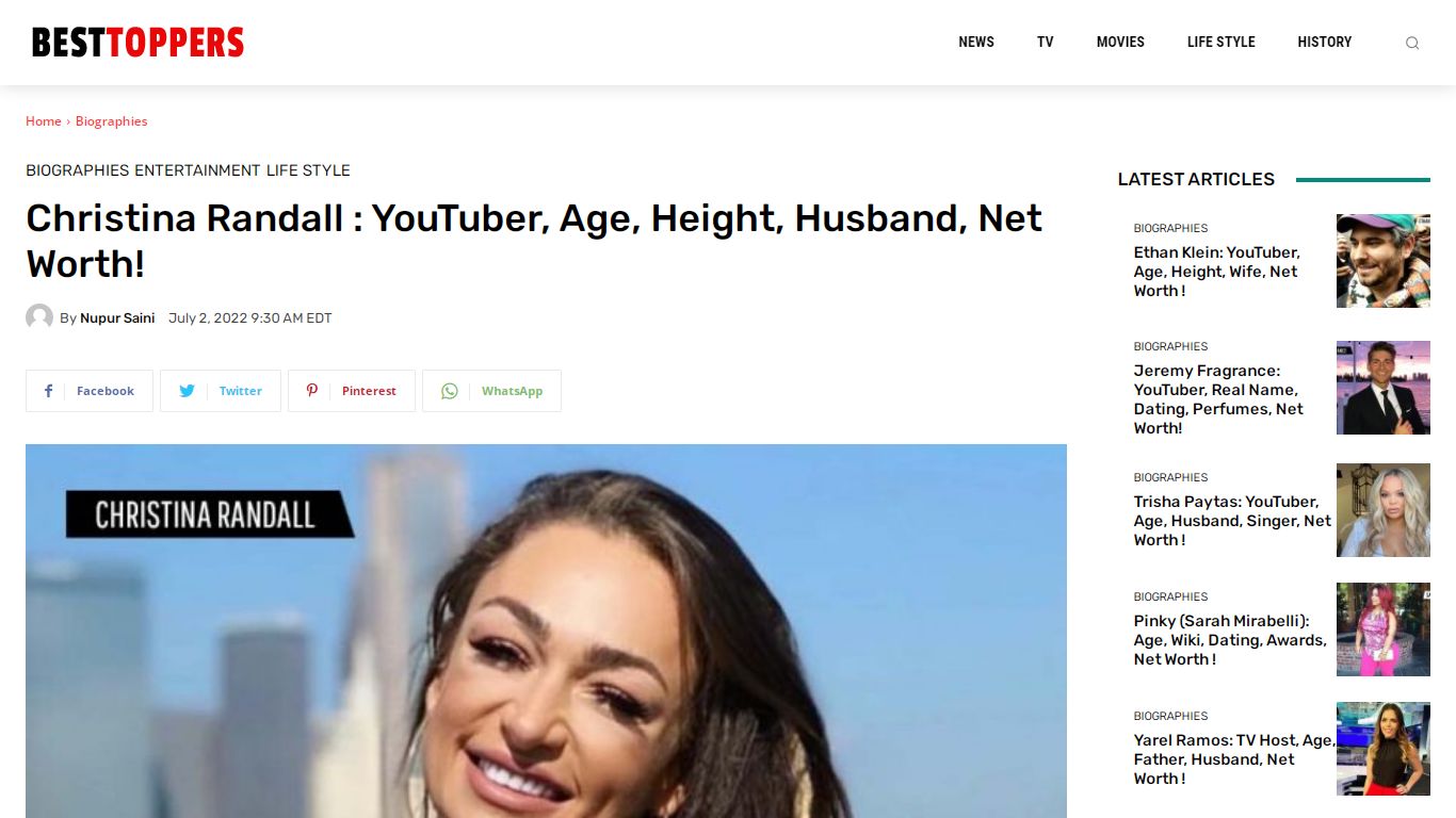 Christina Randall : YouTuber, Age, Height, Husband, Net Worth!